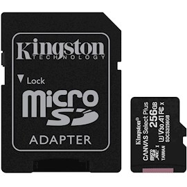 მეხსიერების ბარათი Kingston SDCS2/256GB, 256GB, MicroSDXC, C10, UHS-I, U3, A1, Black
